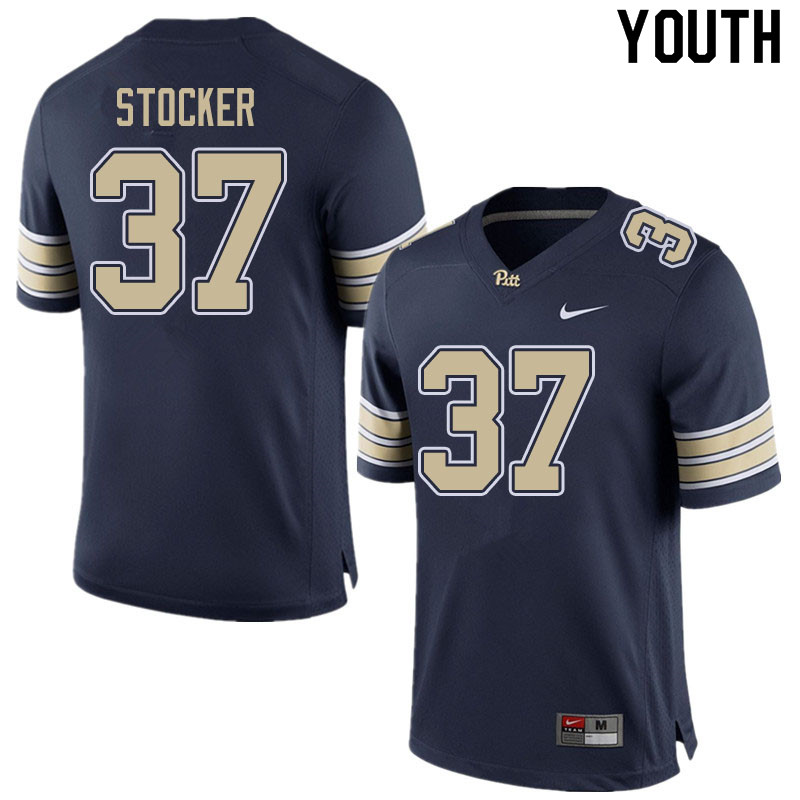 Youth #37 Brassir Stocker Pitt Panthers College Football Jerseys Sale-Home Navy